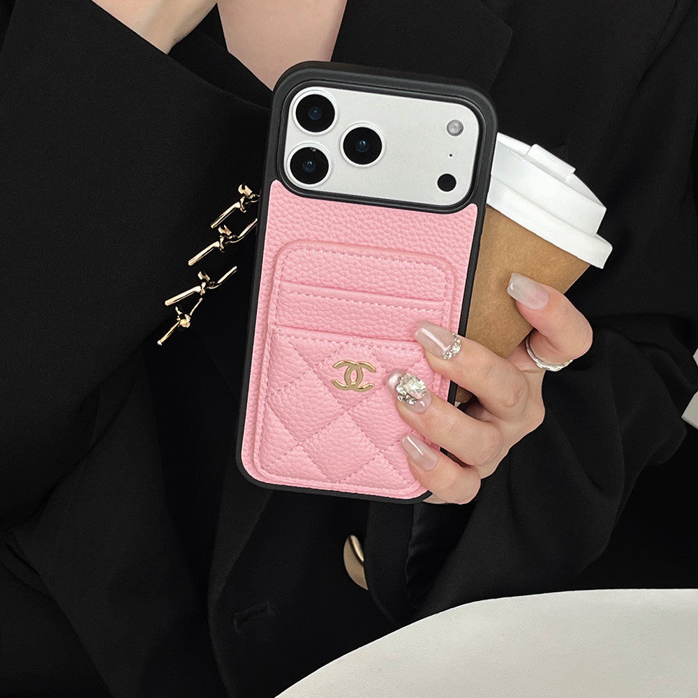 Leather Chanel iPhone 17 Pro Max Case With Card Holder