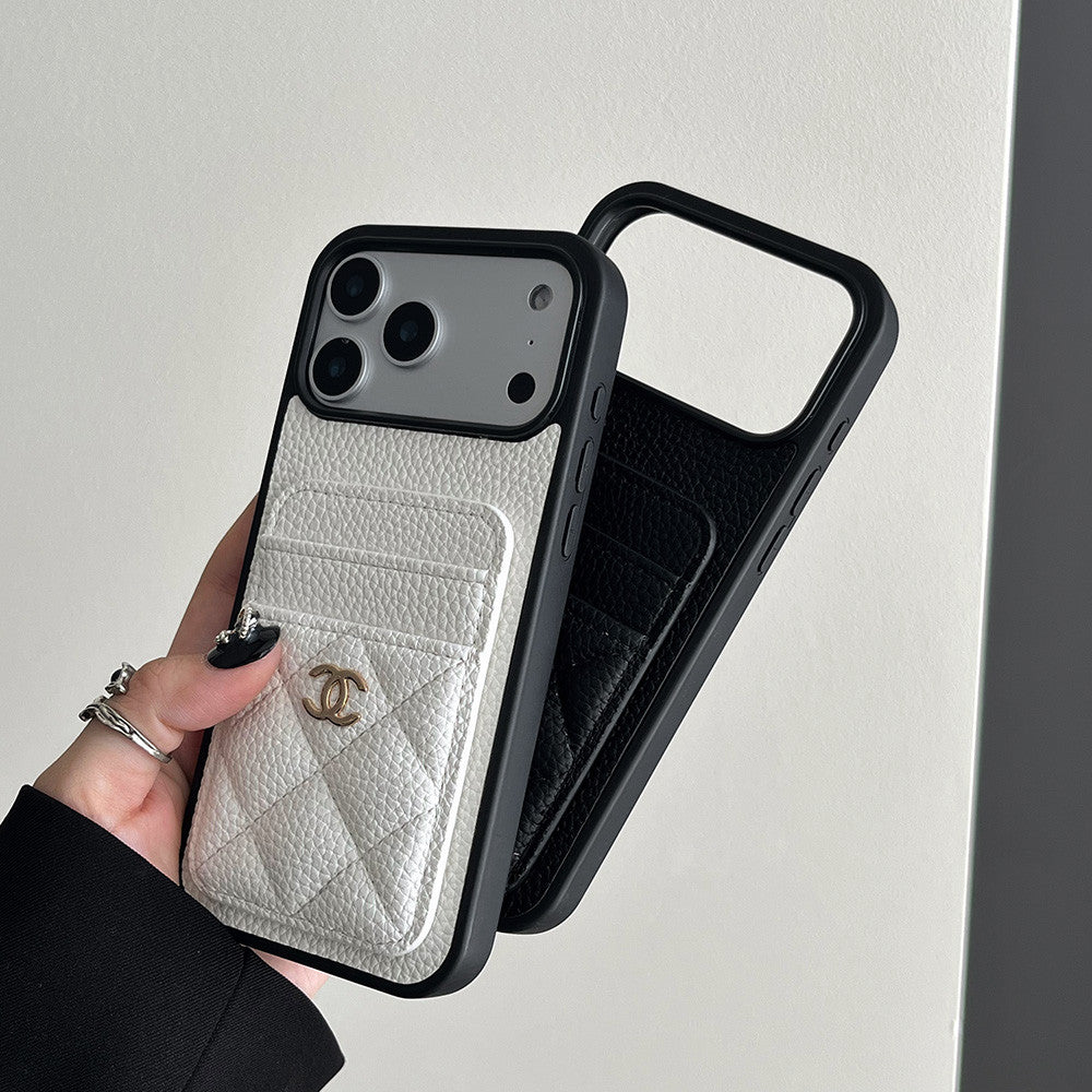 Leather Chanel iPhone 17 Pro Max Case With Card Holder