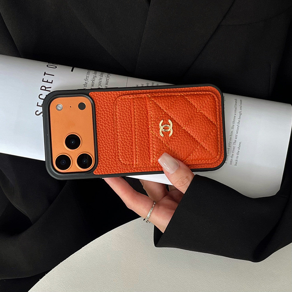 Leather Chanel iPhone 17 Pro Max Case With Card Holder