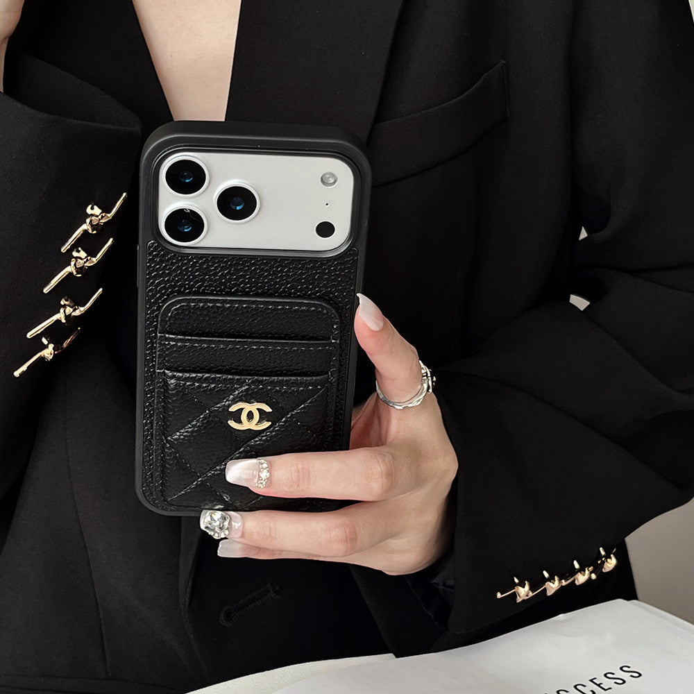 Leather Chanel iPhone 17 Pro Max Case With Card Holder