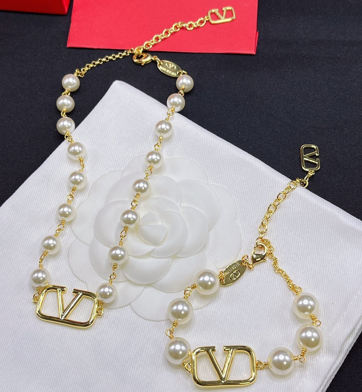 Valentino Pearl V Bracelet – Luxury Jewelry – product image 3