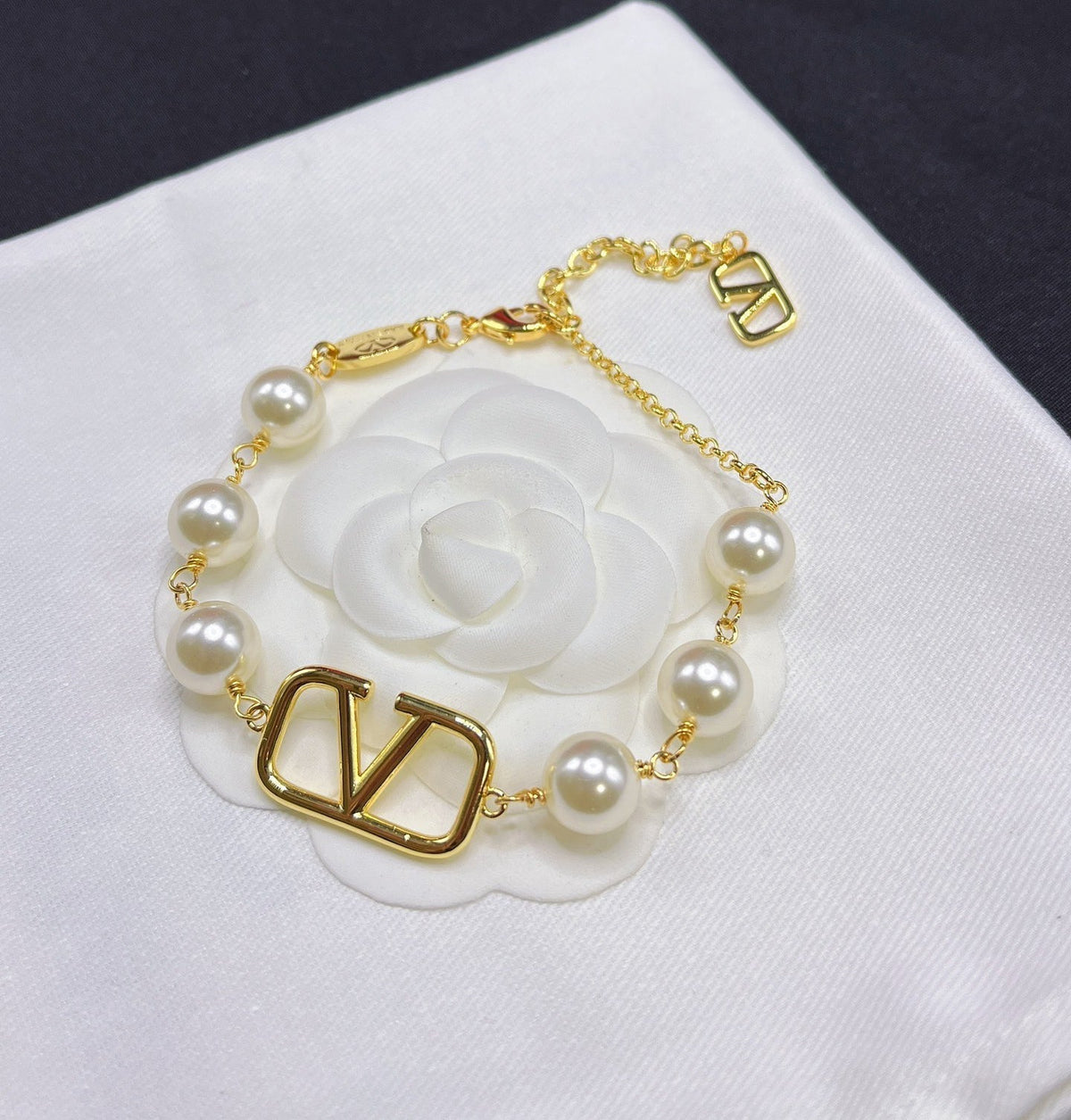 Valentino Pearl V Bracelet – Luxury Jewelry – product image 4