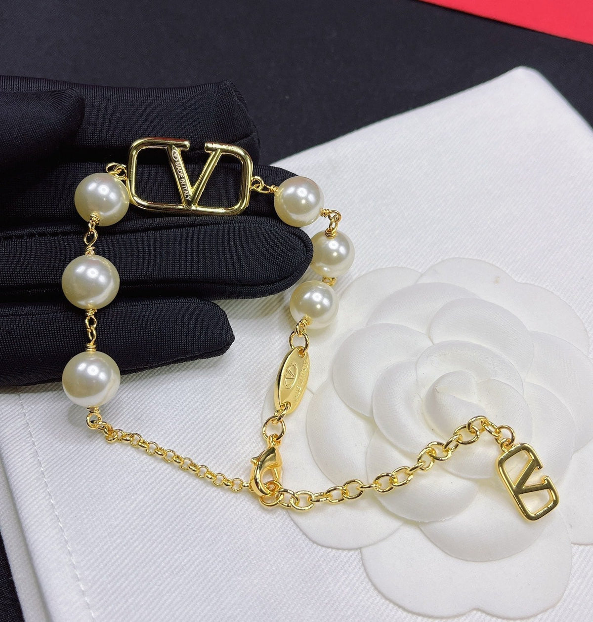 Valentino Pearl V Bracelet – Luxury Jewelry – product image 5