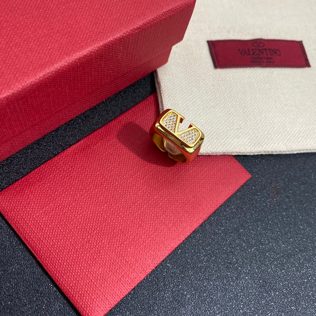 Valentino Statement Gold Crystal Open Ring – Luxury Designer Jewelry – product image 3