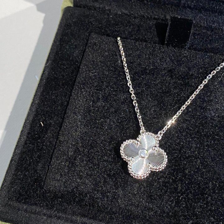 Van Cleef & Arpels Guilloche Four-leaf Clover Necklace – Luxury Designer Jewelry – product image 1