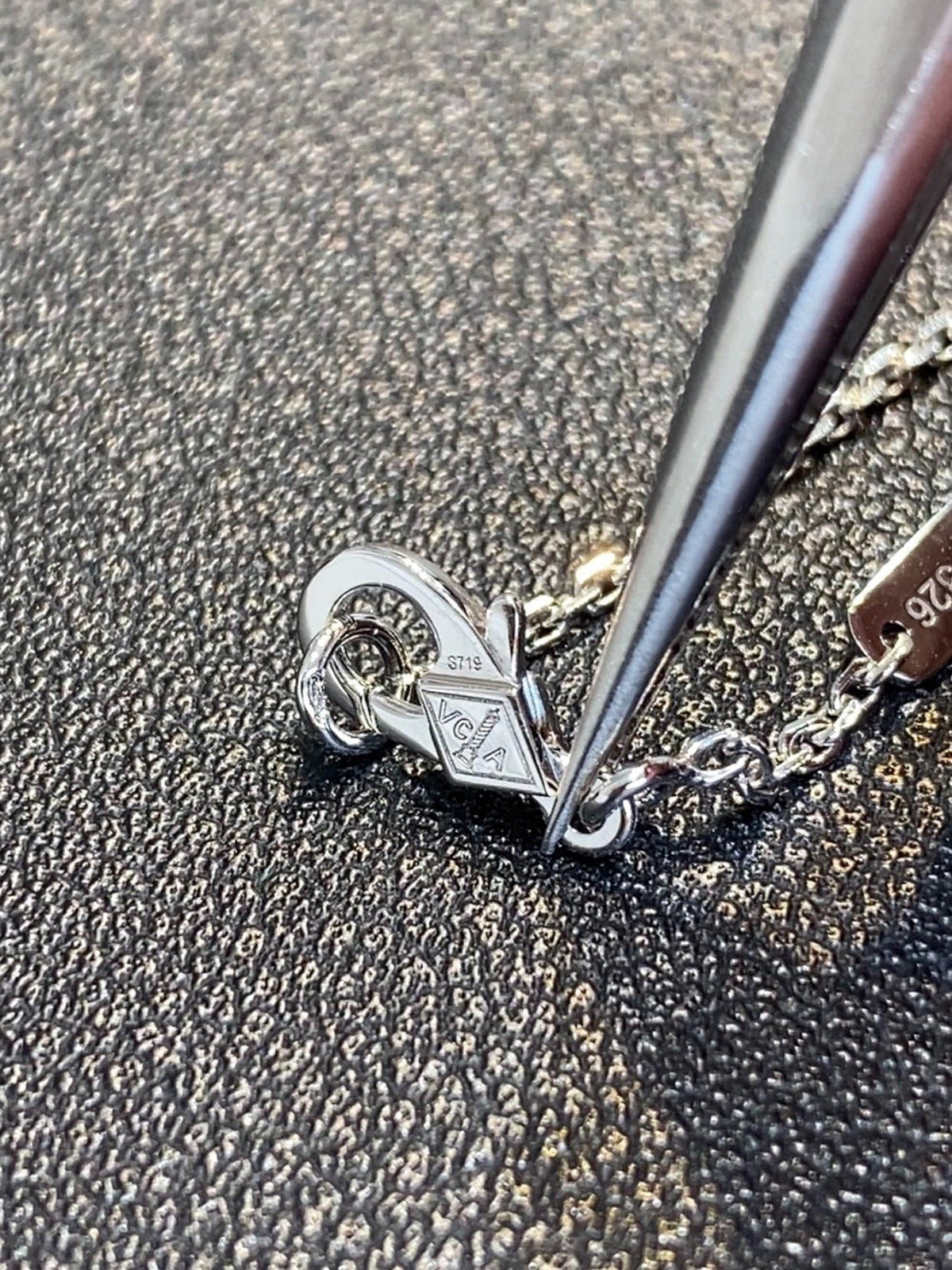 Van Cleef & Arpels Guilloche Four-leaf Clover Necklace – Luxury Designer Jewelry – product image 3