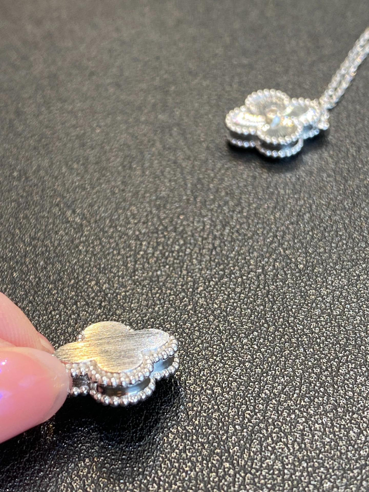 Van Cleef & Arpels Guilloche Four-leaf Clover Necklace – Luxury Designer Jewelry – product image 4
