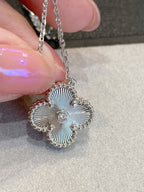 Van Cleef & Arpels Guilloche Four-leaf Clover Necklace – Luxury Designer Jewelry – product image 7