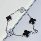 Van Cleef & Arpels Inter-Crystal Black Chalcedony Five Flower Bracelet – Luxury Jewelry – product image 1