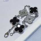 Van Cleef & Arpels Inter-Crystal Black Chalcedony Five Flower Bracelet – Luxury Jewelry – product image 4