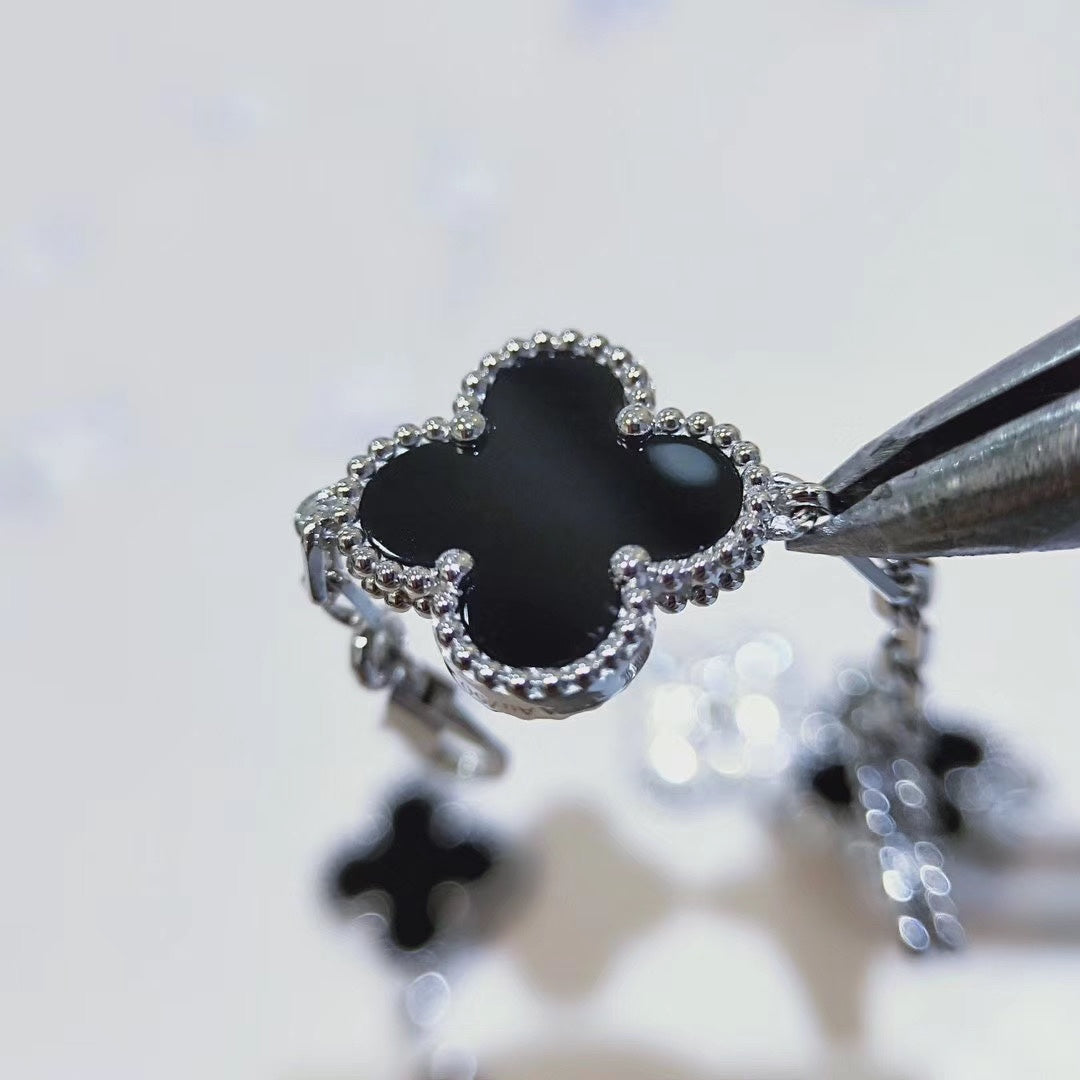 Van Cleef & Arpels Inter-Crystal Black Chalcedony Five Flower Bracelet – Luxury Jewelry – product image 6
