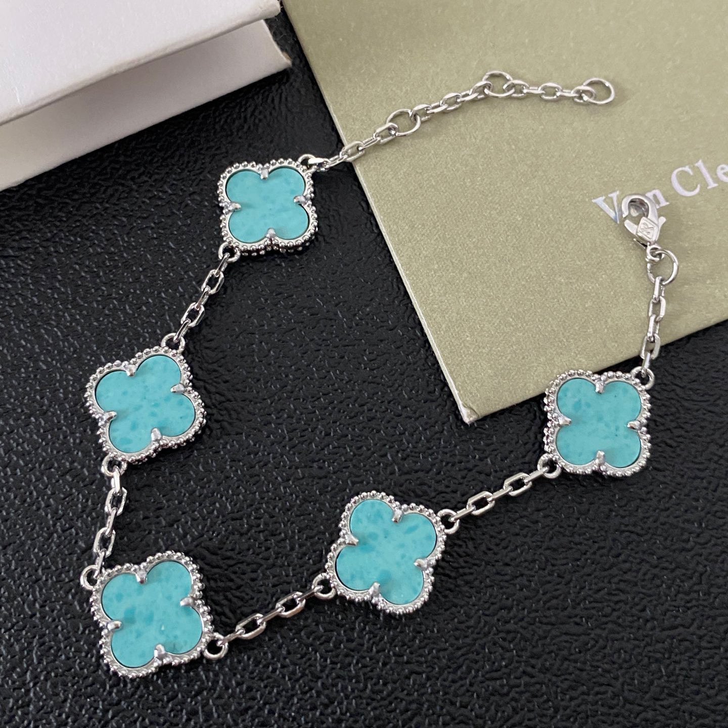 Van Cleef & Arpels Turquoise Four Leaf Clover Bracelet – Luxury Jewelry – product image 1