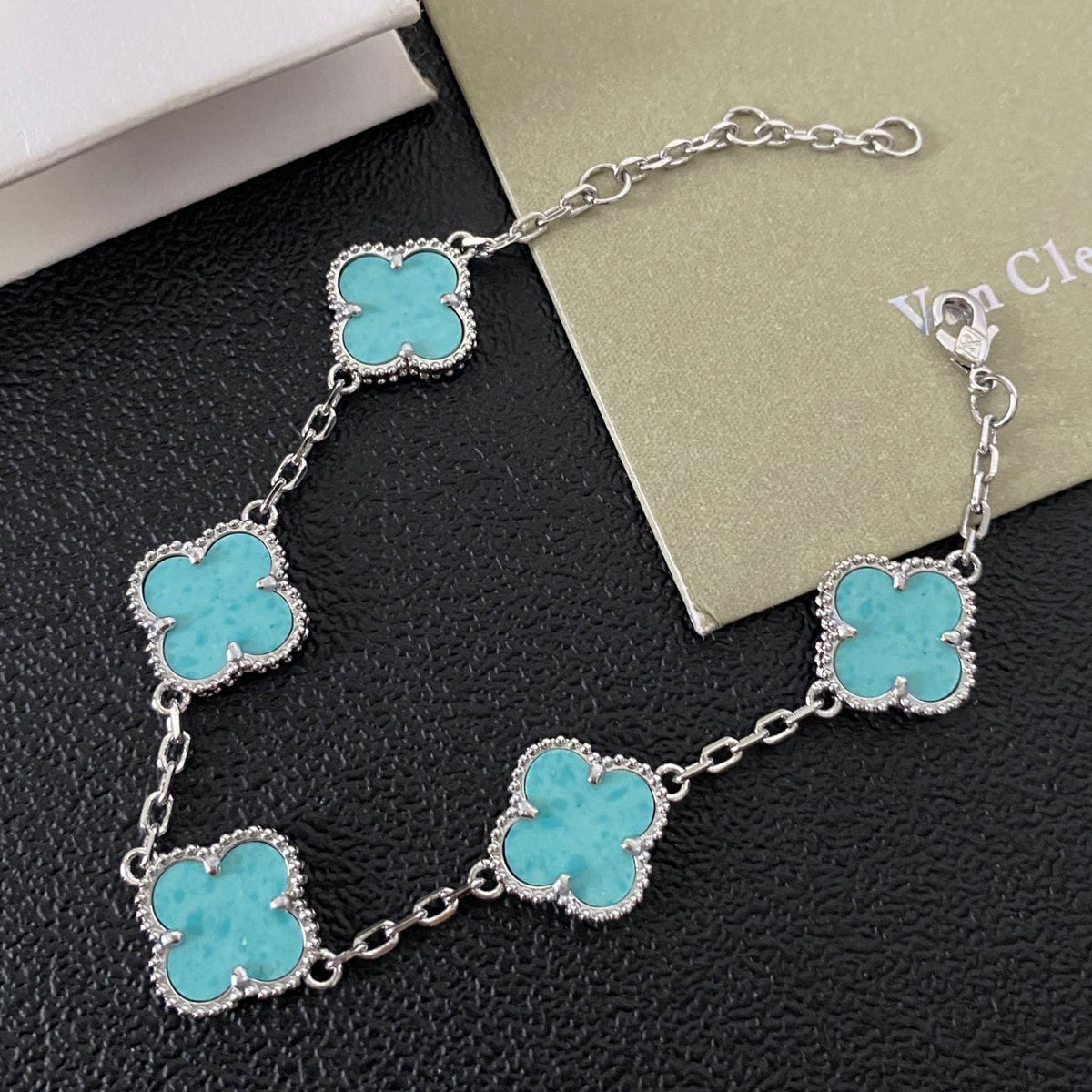 Van Cleef & Arpels Turquoise Four Leaf Clover Bracelet – Luxury Jewelry – product image 3