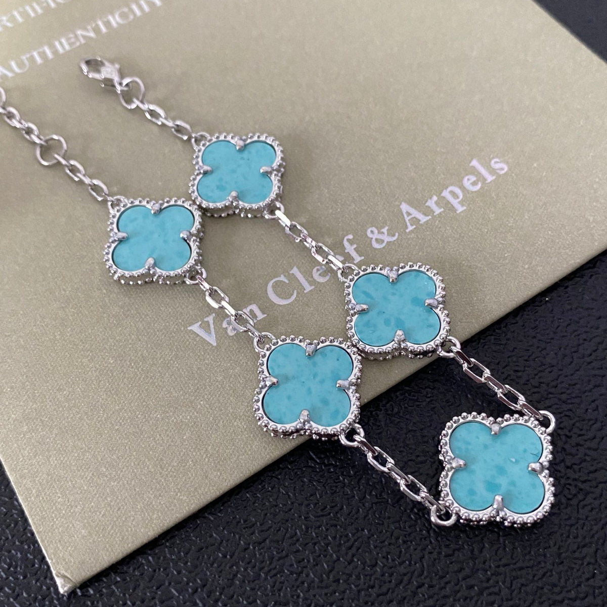 Van Cleef & Arpels Turquoise Four Leaf Clover Bracelet – Luxury Jewelry – product image 5