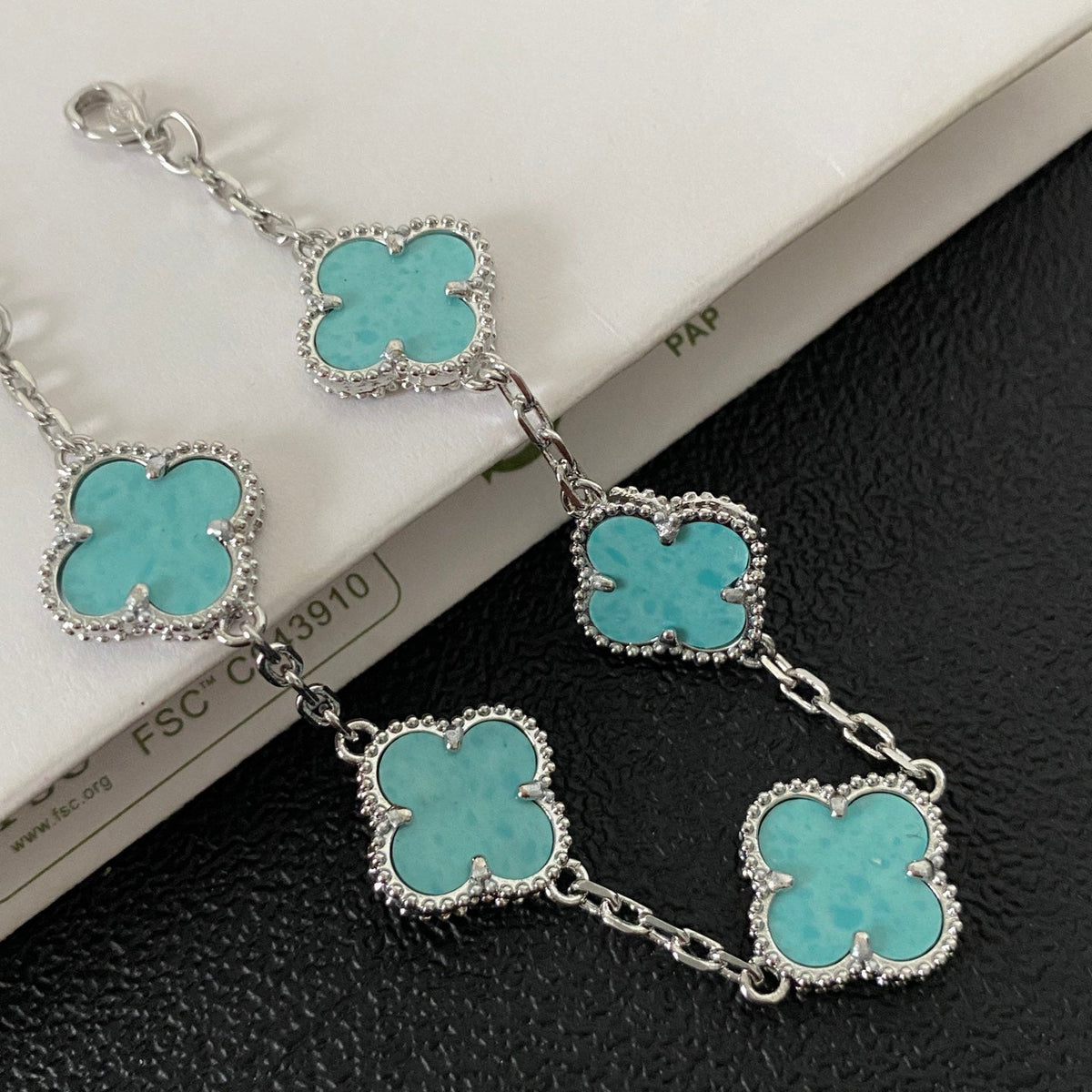 Van Cleef & Arpels Turquoise Four Leaf Clover Bracelet – Luxury Jewelry – product image 6