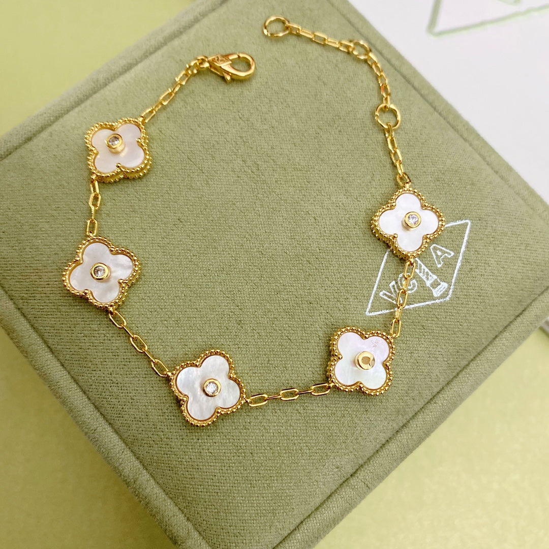 Van Cleef & Arpels White Four-leaf Clover Bracelet – Luxury Jewelry – product image 1