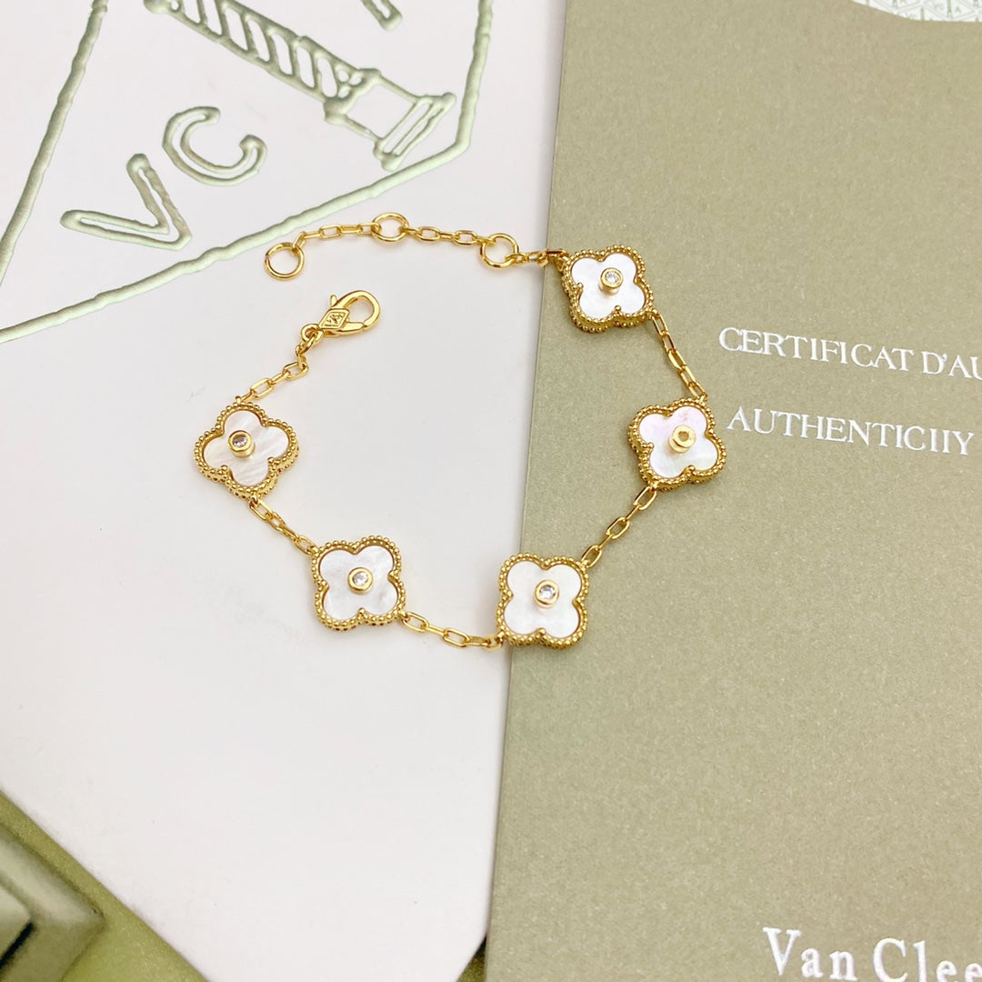 Van Cleef & Arpels White Four-leaf Clover Bracelet – Luxury Jewelry – product image 2