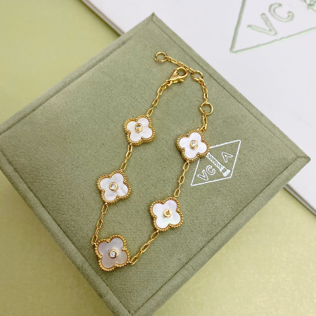 Van Cleef & Arpels White Four-leaf Clover Bracelet – Luxury Jewelry – product image 3