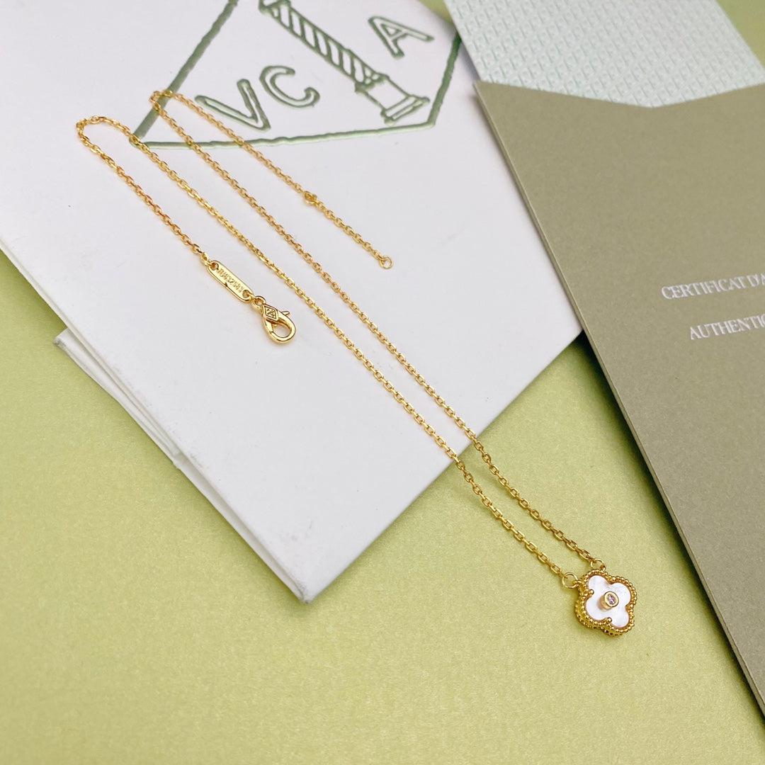 Van Cleef & Arpels White Shell Crystal Necklace – Luxury Designer Jewelry – product image 1