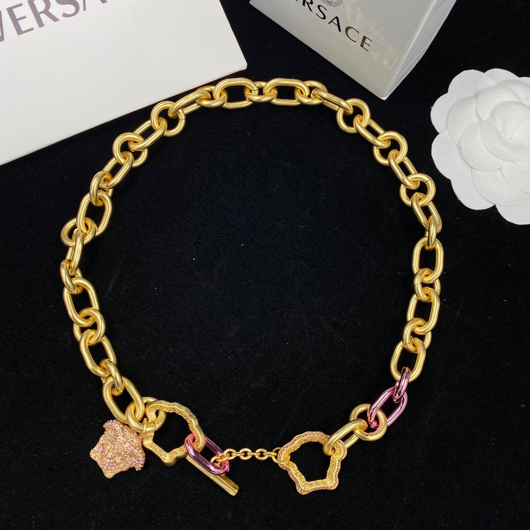 Versace Punk Pink Crystal Pendant Necklace – Luxury Designer Jewelry – product image 1