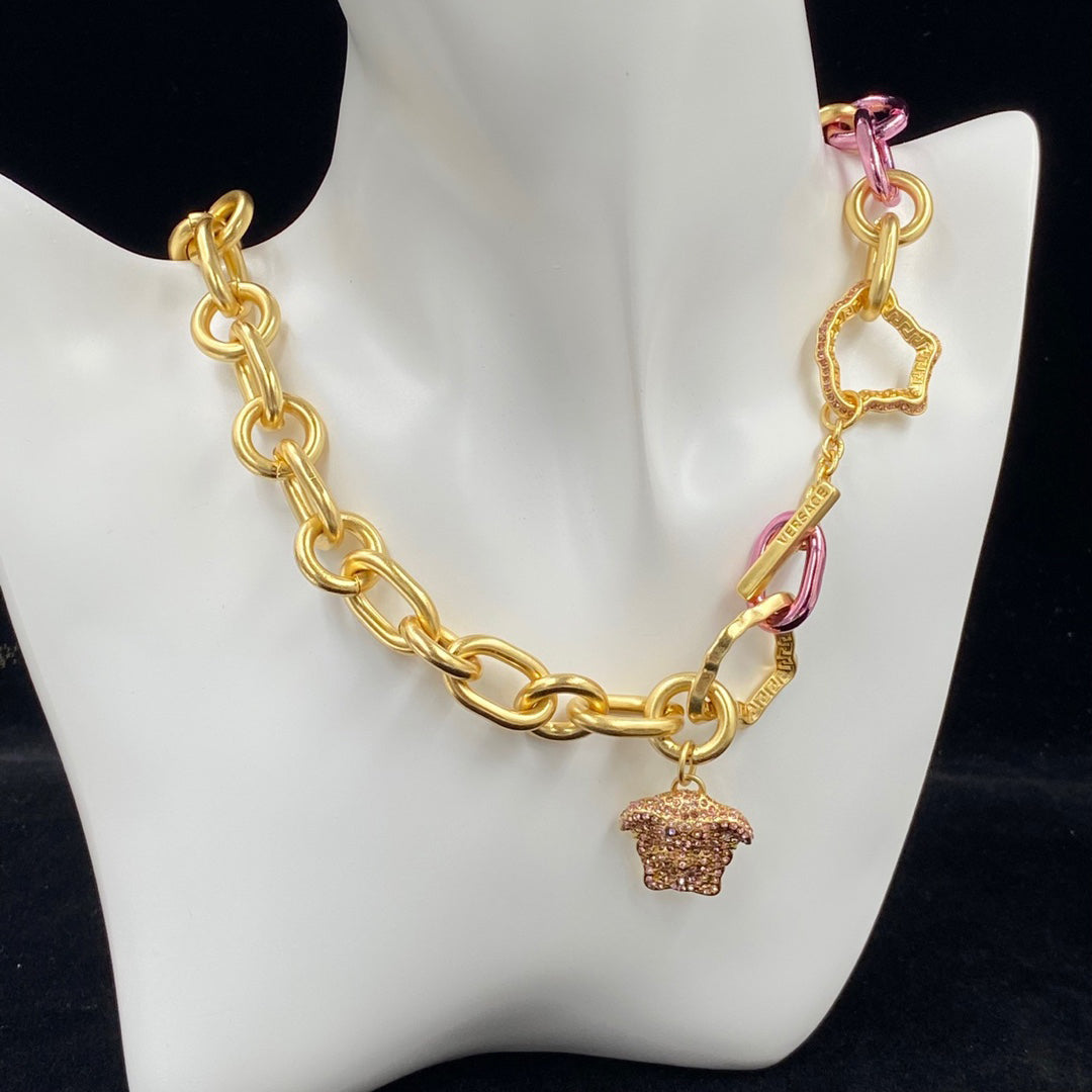 Versace Punk Pink Crystal Pendant Necklace – Luxury Designer Jewelry – product image 7