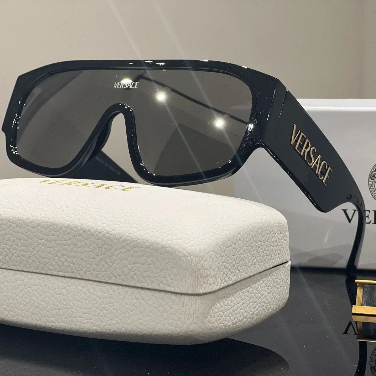Versace Shield Unisex One-piece Large Frame Sunglasses for Unisex – product image 1
